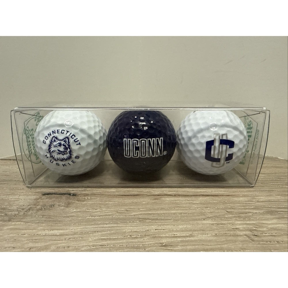 UCONN HUSKIES 3 Spalding Golf Balls Connecticut Officially Licensed NIP